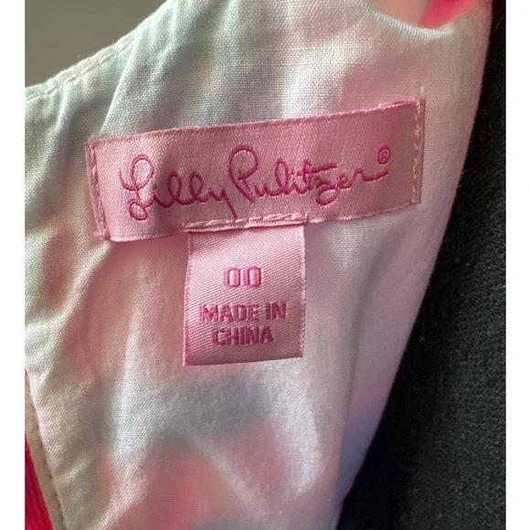 Lilly Pulitzer Cotton Pink with Blue Mini Dress Sz 00 - Picture 7 of 9